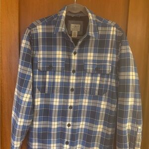 L.L. Bean Men's Navy and White Checkered Shirt